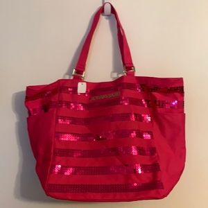 Victoria’s Secret pink canvas and sequin tote